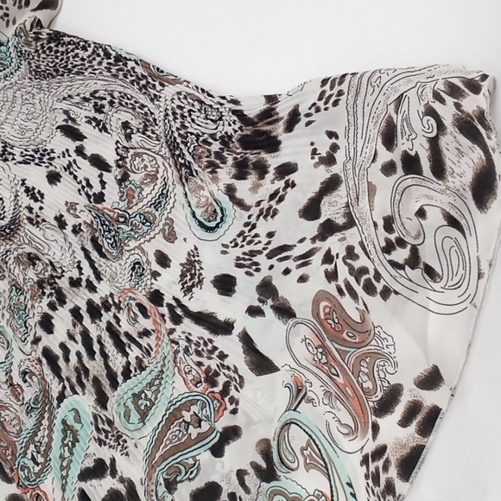 Vintage Babydoll Top Paisley Animal Print Off-The-Shoulder Y2K Blouse S - Picture 5 of 9